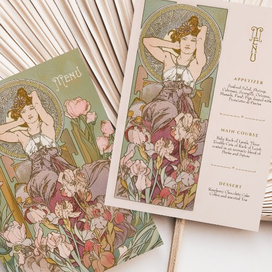  Art Nouveau Bloemengodin Menu Kaart