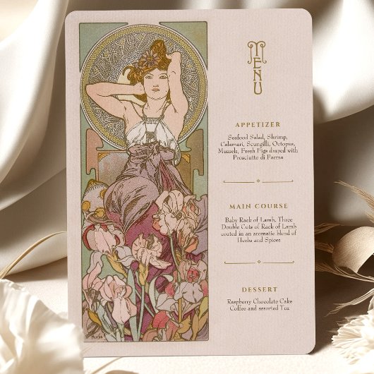  Art Nouveau Bloemengodin Menu Kaart