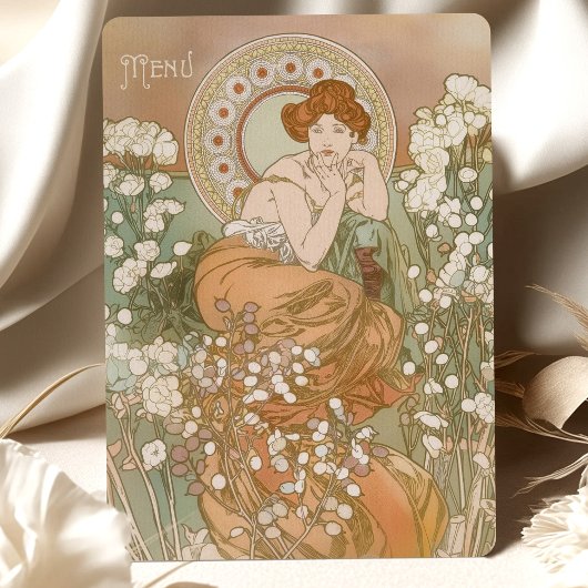  Art Nouveau Bloemengodin Menu Kaart