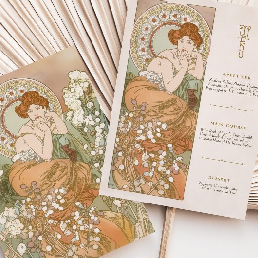  Art Nouveau Bloemengodin Menu Kaart