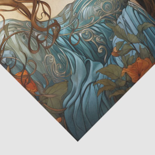  Art Nouveau Bloemengodin Victoriaans Boho Tissuepapier (Detail)