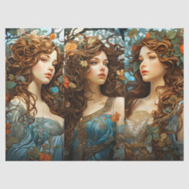  Art Nouveau Bloemengodin Victoriaans Boho Tissuepapier