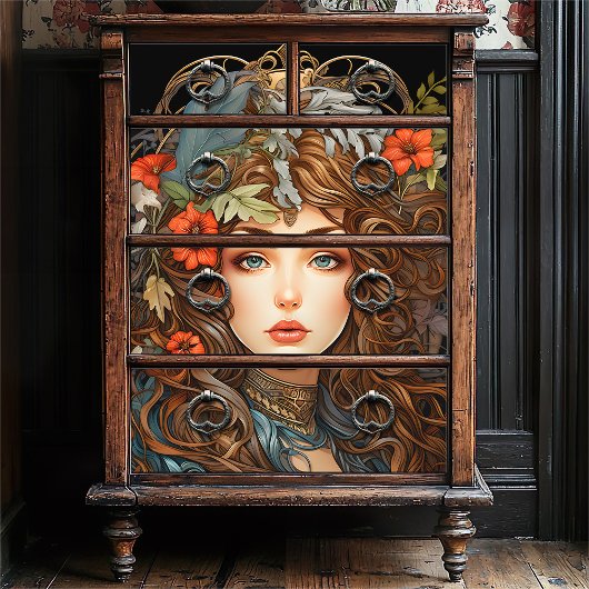 Art Nouveau Bloemengodin Victoriaans Boho Tissuepapier