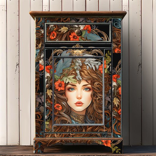  Art Nouveau Bloemengodin Victoriaans Boho Tissuepapier