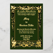 Art Nouveau Bloemengrens door H. Nelson Wedding Folie Uitnodiging (Voorkant)