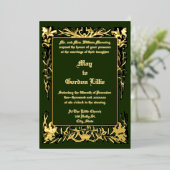 Art Nouveau Bloemengrens door H. Nelson Wedding Folie Uitnodiging (Staand Voorkant)