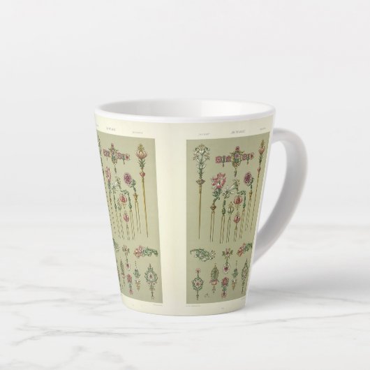 Art nouveau bloemenhaarspelden anton seder Victori Latte Mok (Rechterhoek)