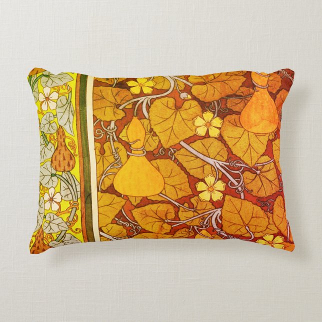 Art nouveau bloemenkalebas elegante herfst sinaasa accent kussen (Voorkant)