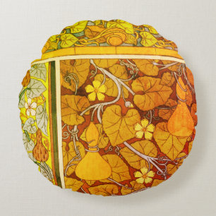 Art nouveau bloemenkalebas elegante herfst sinaasa rond kussen