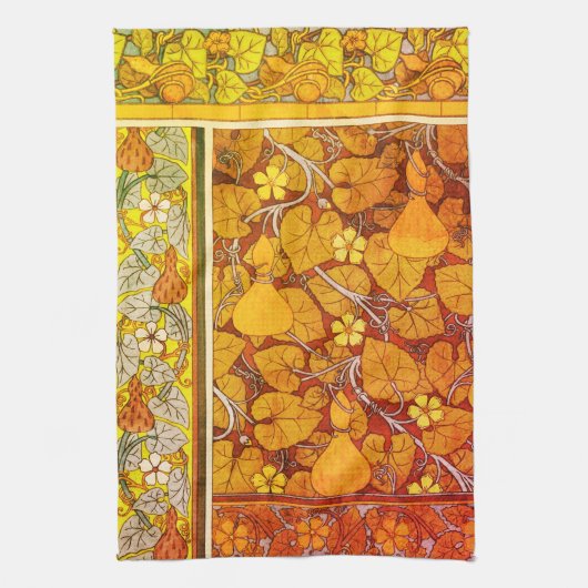 Art nouveau bloemenkalebas elegante herfst sinaasa theedoek (Verticaal)
