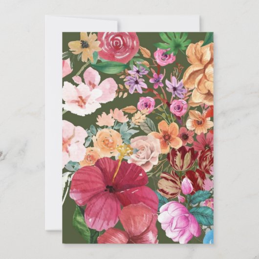 Art Nouveau Bloemenkalligrafie Uitnodiging (Achterkant)