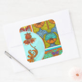 Art nouveau bloemenkunst  verneuil textielkunst vierkante sticker (Envelop)