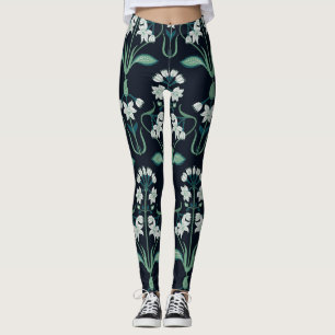 Art nouveau bloemenmotief, abstract naadloos motie leggings