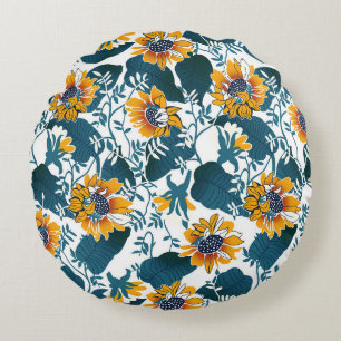 Art Nouveau, bloemenmotief. Rond Kussen