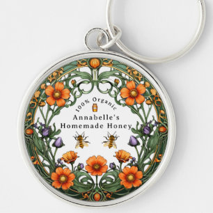 Art Nouveau bloemenrand zelfgemaakte honing  Sleutelhanger
