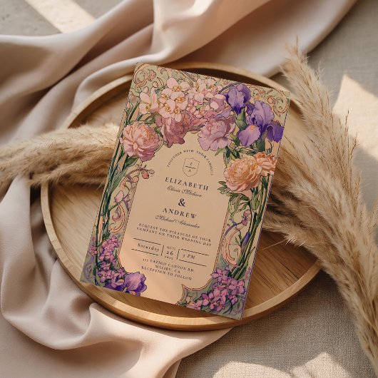 Art Nouveau bloemensamenkomst Kaart