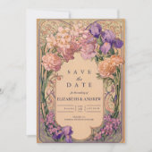 Art Nouveau bloemensamenkomst Save The Date (Voorkant)