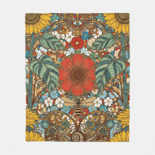 Art Nouveau bloementuin – Zonnebloemen, Bij Fleece Deken