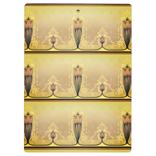 Art nouveau bloementulp roze goud elegante fries klembord (Achterkant)