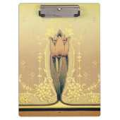 Art nouveau bloementulp roze goud elegante fries klembord (Voorkant)