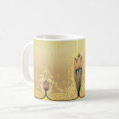Art nouveau bloementulp roze goud elegante kunst koffiemok (Voorkant links)