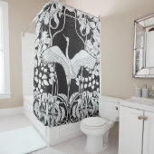 Art Nouveau: Bloemenvogelillustratie Douchegordijn (In situ)