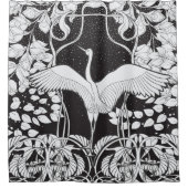 Art Nouveau: Bloemenvogelillustratie Douchegordijn (Voorkant)