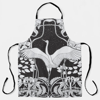 Art Nouveau: Bloemenvogelillustratie Schort