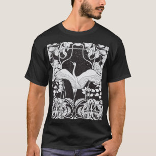 Art Nouveau: Bloemenvogelillustratie T-shirt