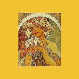 Art Nouveau bloemenvrouw vintage Mucha-stijl Legpuzzel