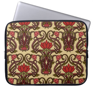 Art Nouveau bloemetjesbehang. Laptop Sleeve