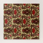 Art Nouveau bloemetjesbehang. Legpuzzel (Horizontaal)