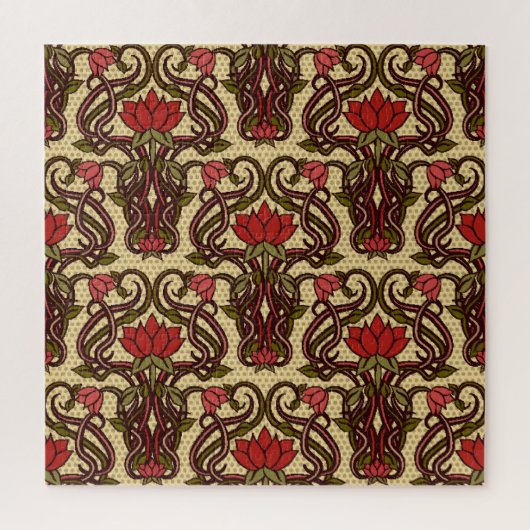Art Nouveau bloemetjesbehang. Legpuzzel (Verticaal)