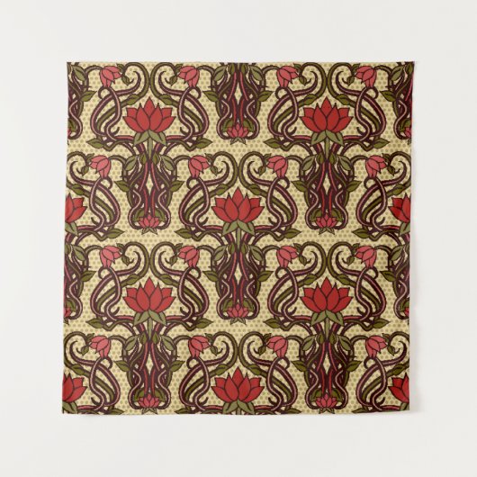 Art Nouveau bloemetjesbehang. Wandkleed (Voorkant)
