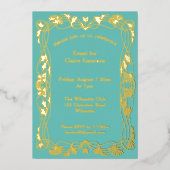 Art nouveau bloemframe folie uitnodiging (Voorkant)