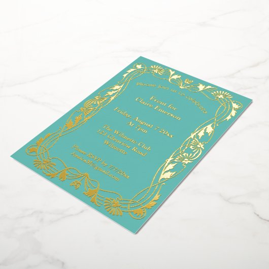 Art nouveau bloemframe folie uitnodiging (Gedraaid)