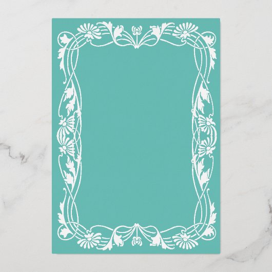 Art nouveau bloemframe folie uitnodiging (Achterkant)