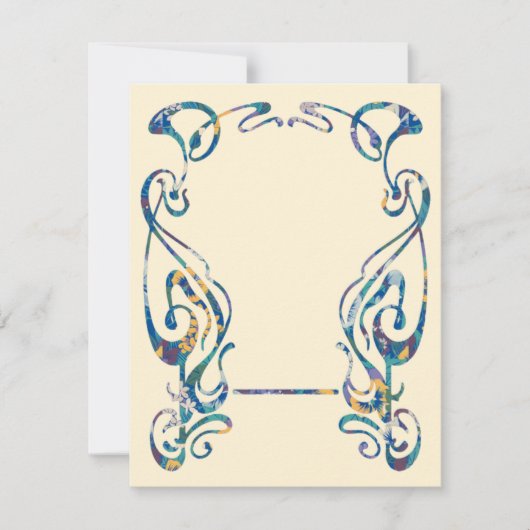 Art nouveau bloemframe notitiekaartje (Voorkant)