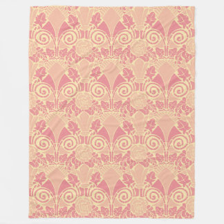 Art Nouveau bloemig zacht roze roos patroon Fleece Deken