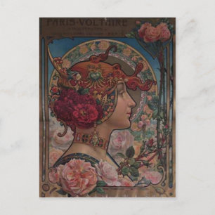 Art Nouveau bloemige muze Vintage Belle Époque Briefkaart