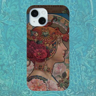 Art Nouveau bloemige muze Vintage Belle Époque iPhone 15 Case
