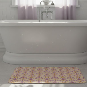 Art Nouveau Bloemige Pastel Paars Crème Badmat