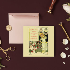 Art Nouveau bloemige trouwuitnodiging uit vervloge