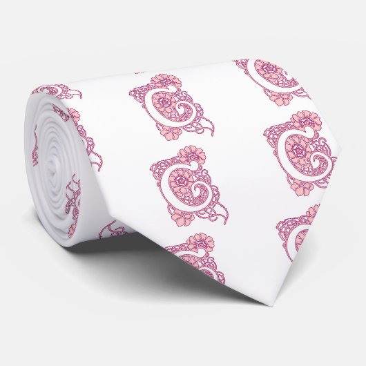 Art Nouveau bloemmonogram C Stropdas (Opgerold)