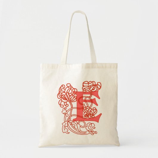 Art Nouveau bloemmonogram E Tote Bag (Voorkant)