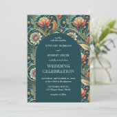  Art Nouveau bloemmotief boogbruiloft Kaart (Staand voorkant)