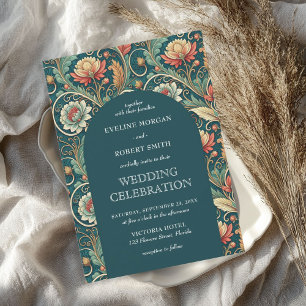  Art Nouveau bloemmotief boogbruiloft Kaart