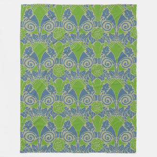 Art Nouveau bloemmotief groen blauw rozendesign Fleece Deken