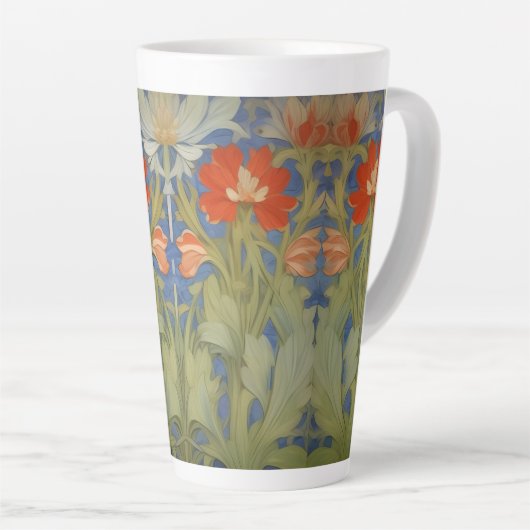 Art nouveau bloemmotief latte mok (Rechterhoek)