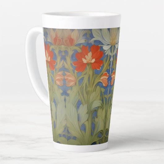 Art nouveau bloemmotief latte mok (Linkerhoek)